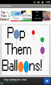 pop them baloons with adverts front screen